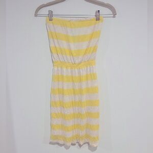 Aqua Strapless Yellow and White Dress